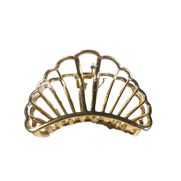 Sea Shell Alligator Clip hair Barrette Gold Tone - Picture 2 of 7